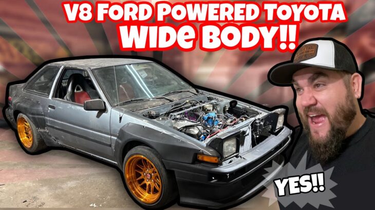 WIDE BODY 400HP FORD POWERED TOYOTA AE86! CUSTOM HOT ROD RWD COROLLA DRIFT CAR!